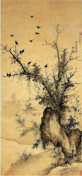 图片：古木寒鸦图