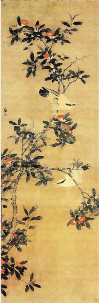 图片：榴花双莺图