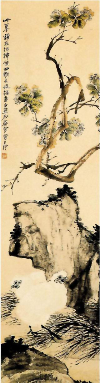 图片：花下双鸡兔