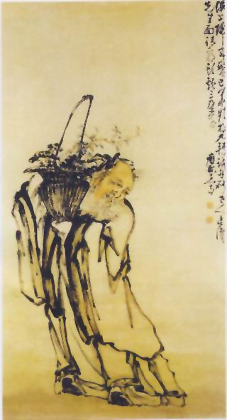 图片：捧花老人图