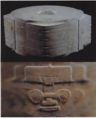 图片：大玉琮和玉琮上的刻纹