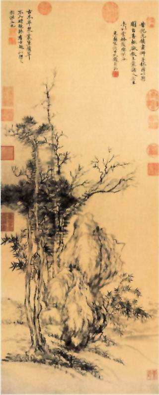 图片：仿倪瓒古木丛篁图