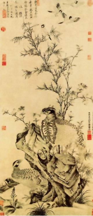 图片：竹石集禽图