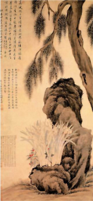 图片：水仙柏石图