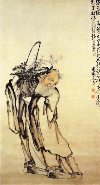 图片：捧花老人图