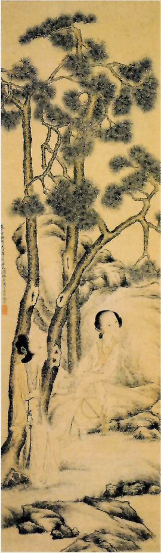 图片：摹方椿年松下仕女图